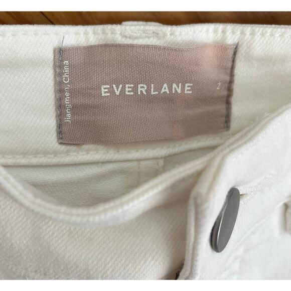 Everlane Utility Straight Leg Cropped Wide Short Jean White - Picture 6 of 8